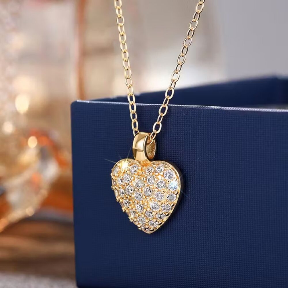 14K Gold Womens 1ct Diamond Heart Pendant Necklace Ladies New 14K Silver Jewelry - Picture 4 of 6